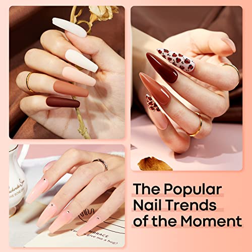 Modelones Poly Nail Gel Kit with 48W Nail Lamp 6 Colors Nude Skin Tones Nail Extension Gel Kit Slip Solution Rhinestones Glitter Kit for Nail Manicure Beginner Starter Kit DIY at Home Gift