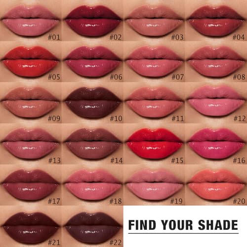 evpct Light Nude Shiny Longwear No-Budge Liquid Lip Color Lipstick Makeup, Highly Pigmented Color Instant Shine, Waterproof Long Lasting Lipstick for Women, Lip Stain Gloss with Lip Liner Brush, 03#
