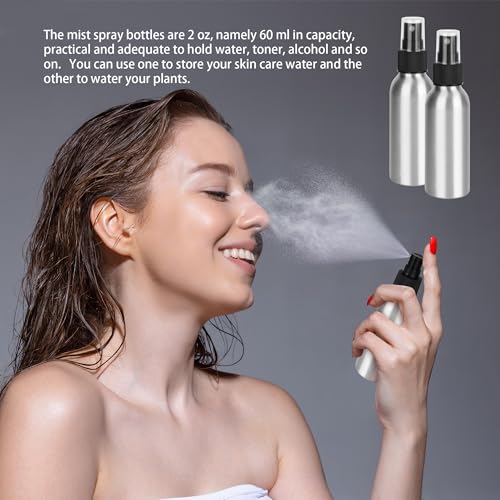 20 Pack Aluminum Spray Bottles 2 oz/60 ml Small Refillable Spray Bottles Bulk Fine Mist Empty Sprays Bottle for Travel, Essential Oils, Sliver