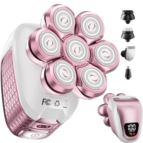 Electric Razors for Women Legs: 5-in-1 Rechargeable Electric Shavers for Body - Waterproof Wet Dry Hair Remover for Lady Face Underarms Public (Lightpink)