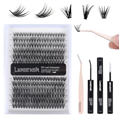 PARK SUNG HEE MIRACLE LASH DIY False Eyelashes, Lash Clusters, Lengthening Wisps 9mm-16mm Contact Lens Friendly, Easy to Apply, Reusable Strip Lashes (E1-220, 11mm), Black
