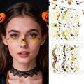 Halloween Face Tattoos - 12PCS Waterproof Temporary Tattoos,Body Art Stickers for Women Kids, Long Lasting Halloween Makeup Festival Accessories