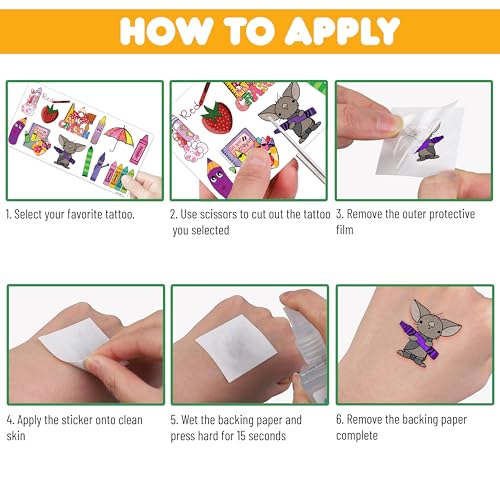 94 PCS Back To School Funny Art Crayon Temporary Tattoos Sticker Crayon Painting Birthday Party Decorations Favors Supplies Gifts Boys Girls Baby Shower Cute Tattoo School Prizes Reward Themed