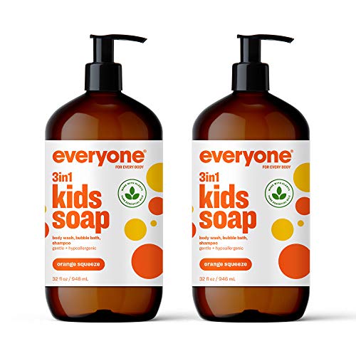 Everyone 3-in-1 Kids and Adults Shampoo, Bubble Bath, and Body Wash, 32 Fl Oz (Pack of 4)