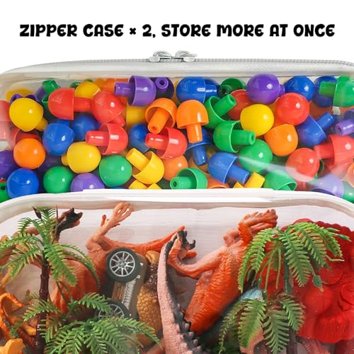 2PC Small Clear Hard Shell Plastic Zipper Case, Double Zippers Hard Clear Zipper, Used for Storing Snacks Makeup Tools and Toiletries