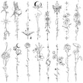 Temporary Tattoos for Women Girls - 45 Pcs Line Flower Words Sketch Realistic Long Last Fake Tattoos Waterproof Minimal Line Art Tattoos for Arm Backbone Leg Body