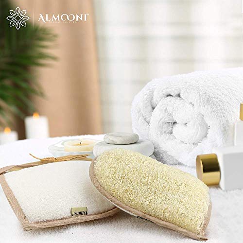 Premium Exfoliating Loofah Glove Pad Scrubber for Body and Face. Our Pads are Made with Natural Egyptian Shower Loofah Sponge That Gets You Clean, Not Just Spreading Soap