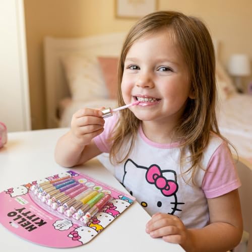 Hello Kitty 10 Piece Plant Based Lip Gloss, Girls Party Favors, First Makeup Set for Girl, Perfect for Parties, Sleepovers, and Birthday Gifts, Ages 3+, by Townley Girl