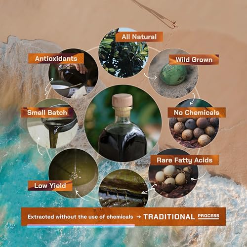 Tamanu Oil | No Chemicals | Natural Scent | Unrefined, Raw, Cold Pressed, Solidifies in Winter | Wild Grown Organic Indian Origin | DIY Face, Body, Scalp & Hair | Aluminium Bottle 20.9 Fl Oz
