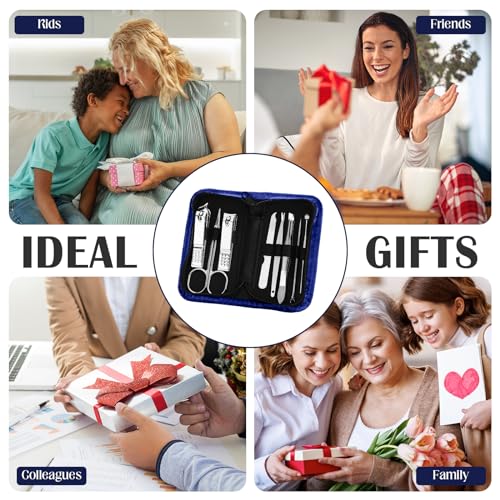 Coume 48 Set Men Gift Bulk Nail Care Kit Stainless Steel 8 in 1 Manicure and Pedicure Set with Travel Case Stocking Stuffers Baby Shower Prizes for Employee Teacher Staff Coworkers(Blue Series)
