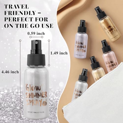 Body Glitter Spray for Hair & Face - Shimmer Makeup Spray with Glitter for Women & Kids, Non-Sticky Glitter Hairspray for Parties, Halloween & Cosplay, Lasting Sparkle 2.7 Fl Oz£¨White£©