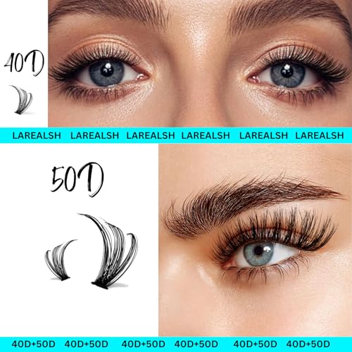 Lash Extension Kit DIY 280pcs Individual Lash Clusters Eyelash Extension 40D 50D D Curl Clusters with Bond, Seal, Applicator, Remover for Self Application (DIY Lash Extension Kit-40D+50D)