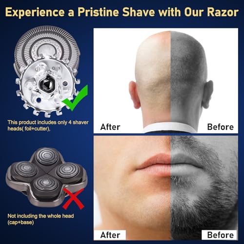 4pcs Shaver Replacement Blades for Skull Shaver Pitbull Boron PRO,Triple-ring Shaver Replacement Heads Compatible with Skull Shaver Pitbull Gold/Silver/Platinum/Diamond Pro Shaver and Palm Shaver