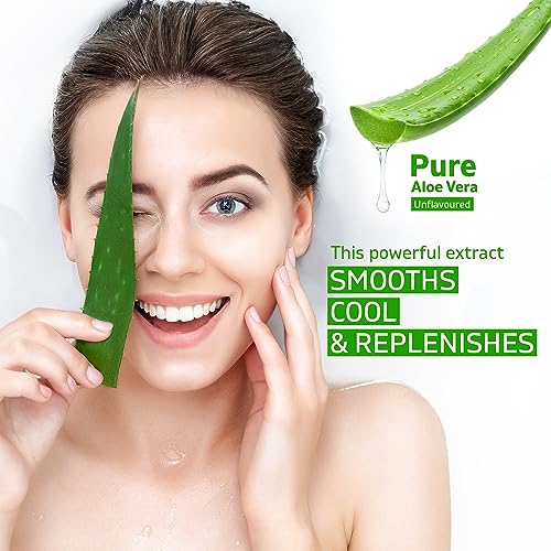 Aloe Vera Soothing Gel from freshly cut 100% Pure Aloe - Big 12oz - Vegan, Unscented - For Face, Skin, Hair, Sunburn relief (Unflavored)