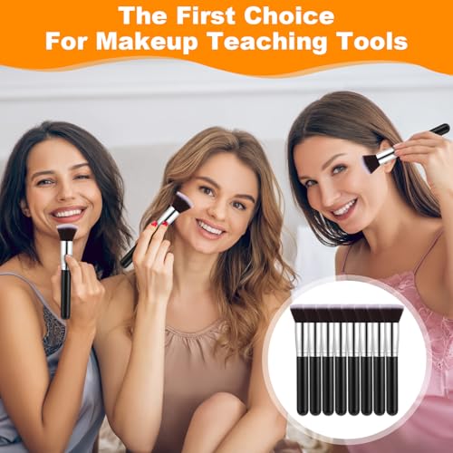 20 Pcs Makeup Brushes Bulk, Flat Top Foundation Brush Bulk, Liquid Cream Powder Foundation Contour Blush, Eye Shadow Blending Liner Make up Kit for Wedding Artist (Black)