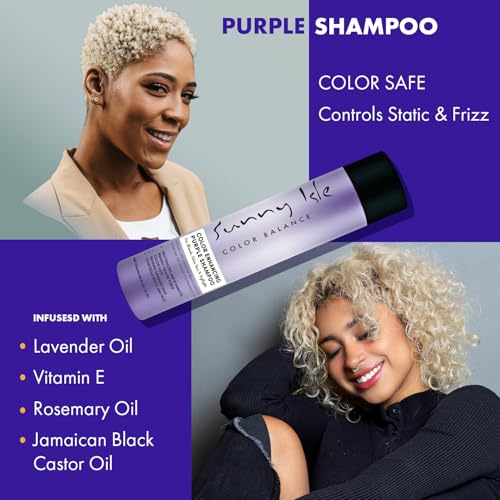 Sunny Isle Color Enhancing Purple Shampoo - Neutralizes Brassy Tones, Unscented - 10.1 Fl Oz