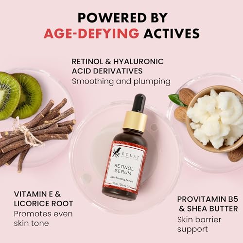 Eclat Skincare Renewing Retinol Serum for Face - Anti Aging Serum with Hyaluronic Acid & Aloe Vera ? Hydrates and Improves the Signs of Aging (Fine Lines, Wrinkles & Dark Spots) 1 Fl Oz