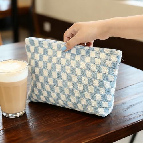 6 Pcs Checkered Makeup Bags Make up Bag Cosmetic Bags for Women Girls Sister Mom Teacher Graduation Christmas Birthday Travel Toiletry Bag Aesthetic Zipper Organizer Accessories, Cute Retro Plaid