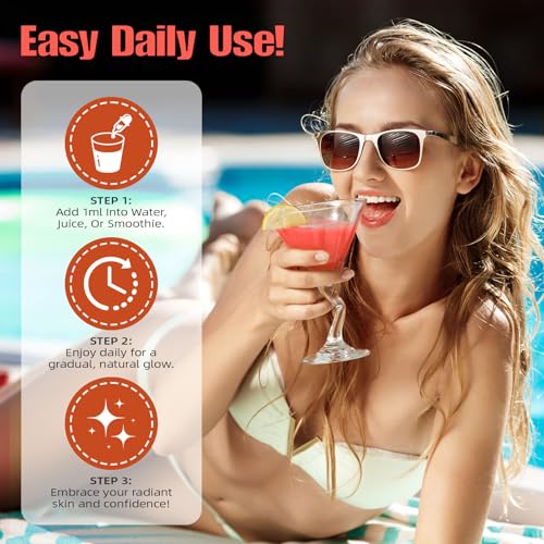Sunless Tanning Drops To Drink,Drinkable Sunless Tanning Drops,Oral Drink Moisturizing Bronzing Tanner for Face & Body,Sun-Kissed Glow for All Skin