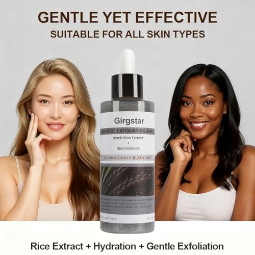 Black Rice Peeling Ampoule 80ml - Peel Shot Glow Exfoliating Face Peel | Gentle Dead Skin Cell Remover for Brighter Smoother Complexion | All Skin Types Rice Extract Skincare
