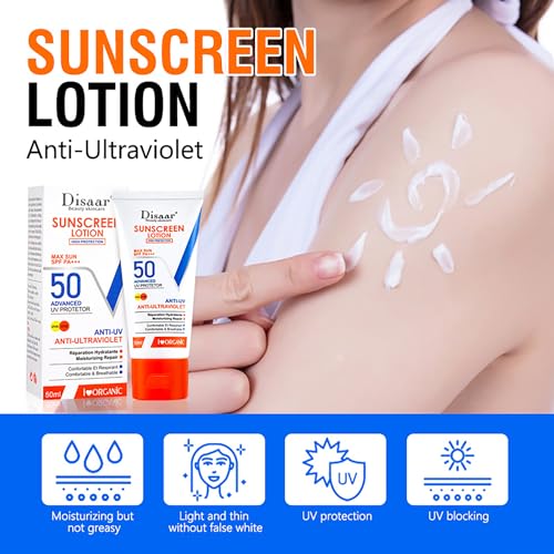 DISAAR BEAUTY Sunscreen Lotion SPF 50 PA+++ Advanced UV Protection UVA/UVB Moisturizing Repair 50ml / 1.69fl.oz