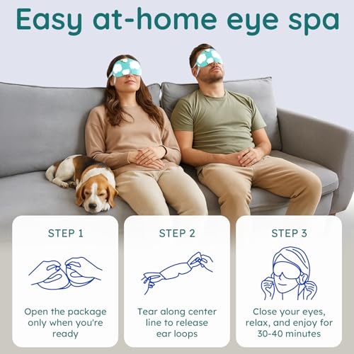 16 Pack Unscented Steam Eye Mask for Dryness, Puffiness, Strain & Relaxation, Heated Eye Mask for Sleep & Travel, Self-Heating & Disposable Warm Compress, Travel Essentials, Relaxation Gifts for Women