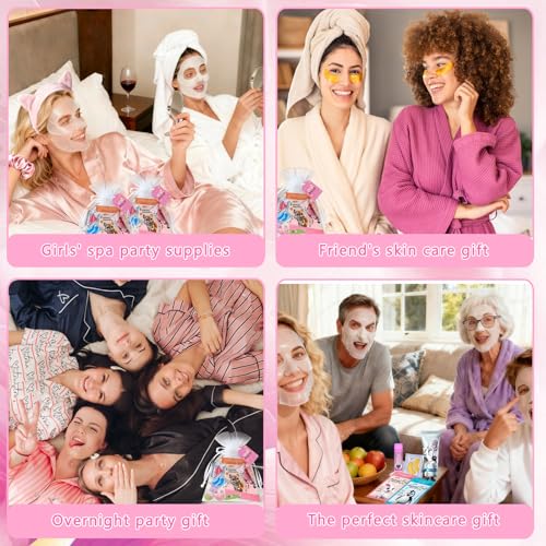 144 PCS Spa Party Supplies for Women,Spa Day Favors Essentials Include Face Masks Skincare, Games, Lip Balm, Under Eye Patches, Foot Bath Bomb,Sleepover Party Supplies Birthday Kit for Women Gift Set