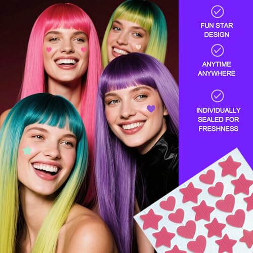 Star Pimple Patches for Face - Cute Heart & Star Hydrocolloid Acne Patches with Tea Tree & Salicylic Acid, 200 Count, 5 Colors, 4 Sizes (10-14mm), Ultra-Thin Spot Stickers