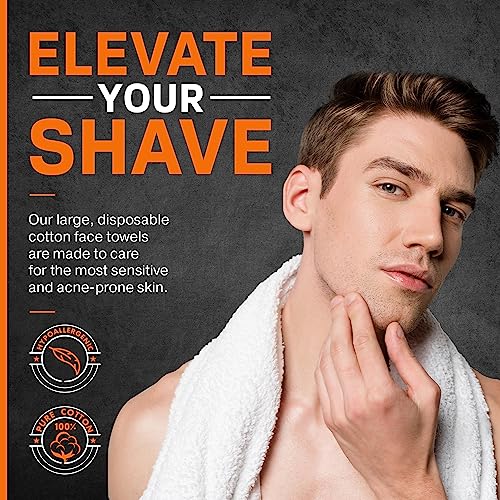 100% Cotton Shaving Towels for Men - 30 Ct, 12 x 10¡± - Super Soft Face Towel for Drying Face, Disposable Dry Wipes & Wash Cloths in One, Ideal Shaving Kit Accessory & Barber Supplies