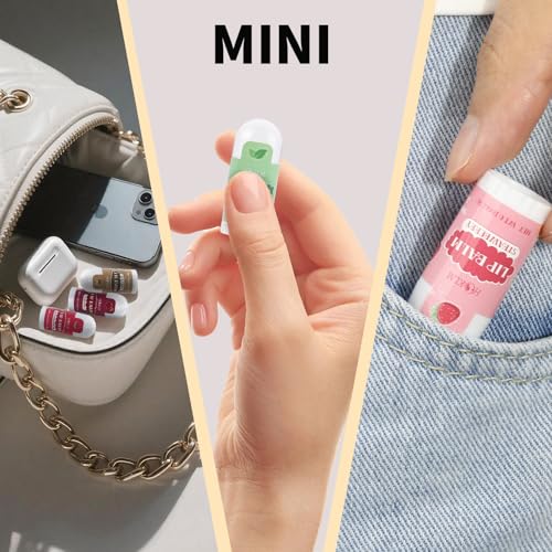 Mini Lip Balm 68 Pack, Natural Lip Balms with Vitamin E and Coconut Oil. Moisturizes for Dry Lips, Perfect for Christmas Gifts, Party Favors, Gift Bags and Small Gifts-13 Flavors