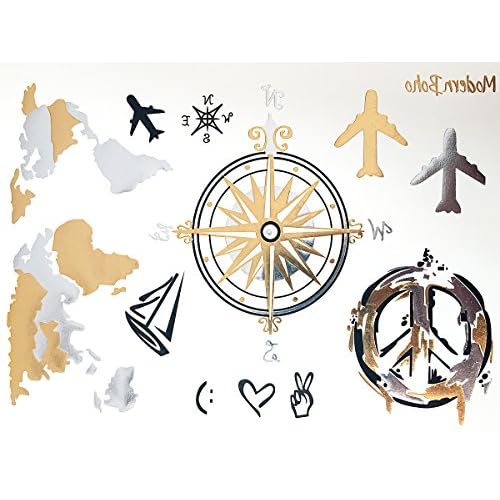 5 Sheets Metallic Tattoos Gold and Silver Flash By Modern Boho Travel Inspired (Wanderlust Collection)