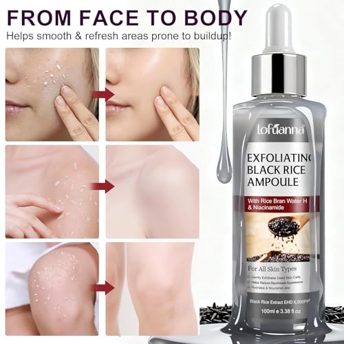 Black Rice Exfoliant, Peel Shot Glow Exfoliating Face Serum, Korean Skin Care Soft Exfoliating Body Scrub Dead Skin Cells, Blackheads Remover For All Skin Types 100ml