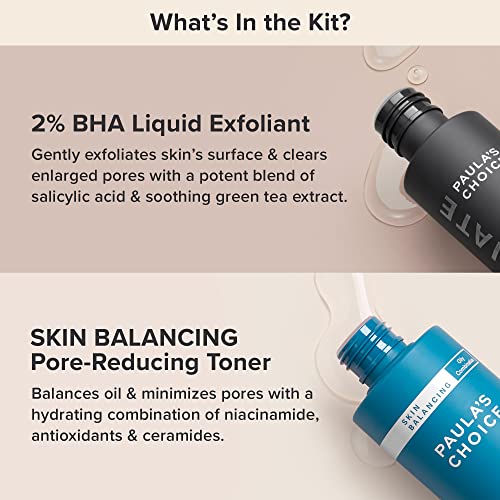 Paula's Choice 2% BHA Liquid Exfoliant & Skin Balancing Toner, Minimizes Clogged, Enlarged Pores with Salicylic Acid & Niacinamide, for Combination & Oily Skin, Fragrance-Free, Set of 2