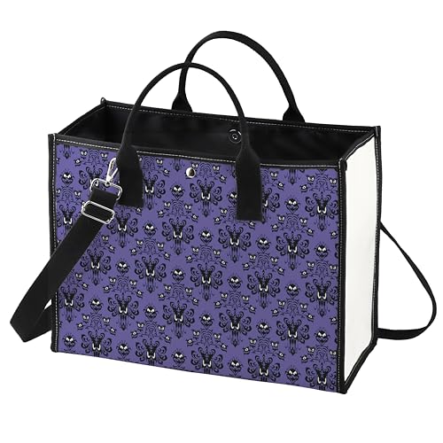 LEVLO Haunted Horror Makeup Bag - Spooky Purple Mansion Gift - Zipper Pouch Bag - Horror Ghost Merch