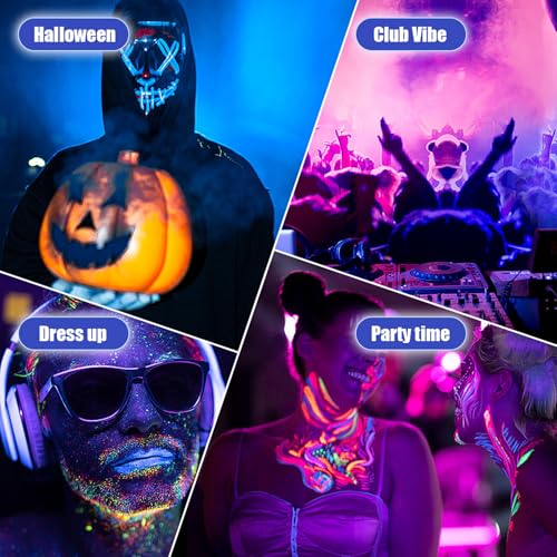 Glow in The Dark Face Body Paint, Glow In The Dark Under UV Black Light Sticks Makeup Neon Face Painting Kits for Adult Halloween Festival Accessory Glow Party Supplies (24 color pen)