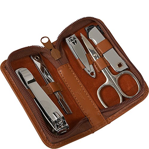 Royce Leather Chrome Plated Mini Manicure Kit, Black, One Size