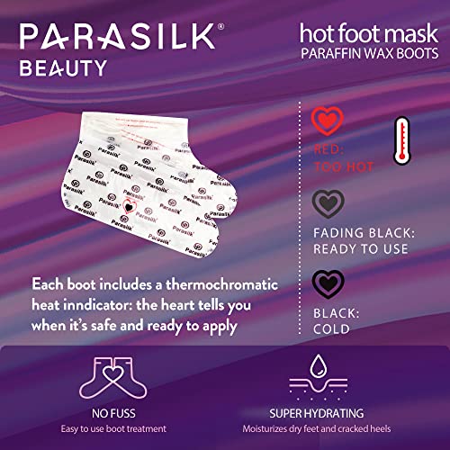 Parasilk Beauty Hot Foot Mask ? 1 Pair Self Contained Paraffin Wax Boots for Intensive Hydration. Infused with Coconut Oil, Argan Oil, Marula Oil, and Vitamin E. One Size Fits Most
