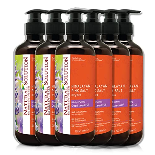 Natural Solution Body Wash, Made With Himalayan Pink Salt & Organic Lavender Oil, Purifying and Transforms The Even Driest Skin in Just One Shower, 17 fl oz (6 Count)