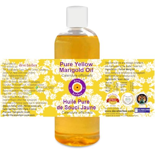d?ve herbes Yellow Marigold Oil (Calendula officinalis) | Infused | Pure | Non-Sticky | Lightweight | For Facial Care | Men & Women | 200ml (6.76 oz)