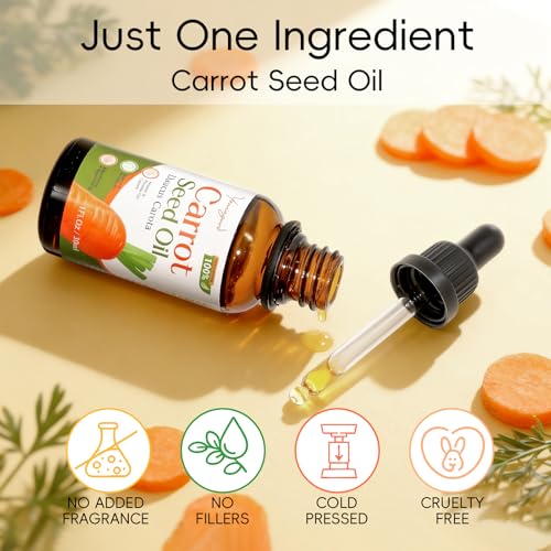 3 PCS Carrot Seed Oil for Hair & Skin Care, 100% Pure Natural Carrot Carrier Oil, Daucus Carota Essential Moisturizer for Face and Lip Care, Scalp & Body Massage