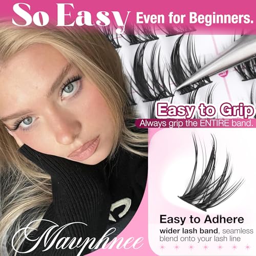 Natural Lash Clusters Spiky Eyelash Extensions Wispy Individual Lashes Manga Eyelash Individuals 120 Pcs CC-Curly Cluster Eyelash Extensions 10-16MM Mixed DIY Lash Extensions by Mavphnee