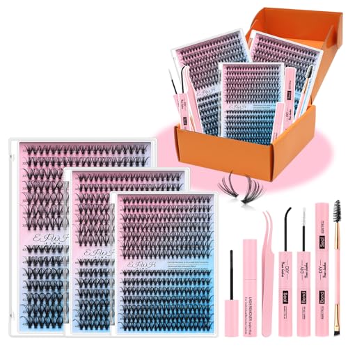 Lash Clusters Kit 840Pcs Clusters Lashes Extension Volume Soft Eyelash Extension Kit 30D+40D D Curl Wispy Natural DIY Individual Lash Kit Box for Beginners Bulk Pack Includes a random lucky gift