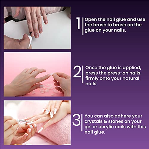 Mia Secret Strong-Jet Brush On Clear Nail Glue 335 - Ideal to adhere Crystals Over Any Acrylic and Gel Surface