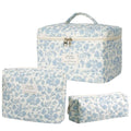 Makeup Bag Toiletry Bag Cosmetic Bag Cute Preppy Stuff Things for Teen Girls Large Make Up Pouch Floral Quilted Skincare Bags Organizer Travel Essentials for Women Gifts for Women