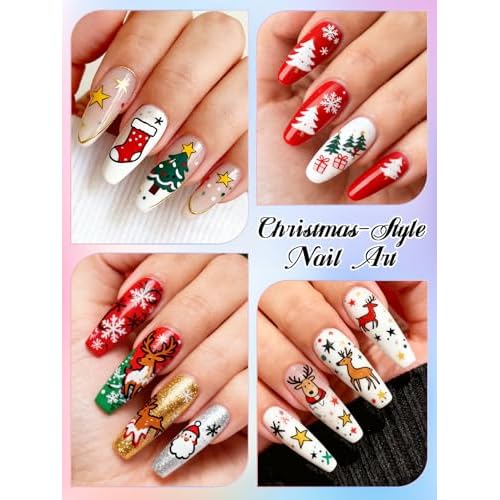 EBANKU 48 Colors Nail Art Pens Set, 3D Christmas Nail Art Makers Pens Quick-Drying Nail Art Polish Acrylic Paint Nail Point Graffiti Dotting Liner Pen No Squeeze Needed