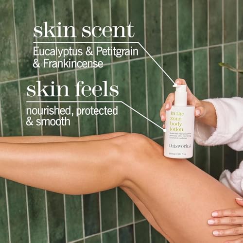 THISWORKS In The Zone Shower Gel | Refreshing Body Wash with Eucalyptus & Frankincense | Cleanses, Soothes, and Revitalizes Skin | Aromatherapeutic Formula, 10.1 oz / 300ml