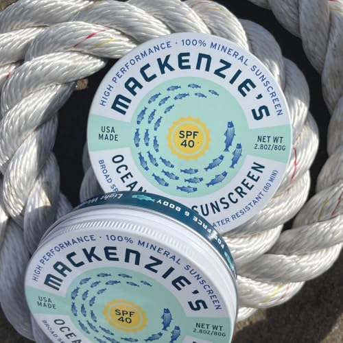 MacKenzie's SPF 40 Ocean Safe Sunscreen Tin - Mineral Based - Eco Friendly - Gifts for Fishermen - Gifts for Men - Applies Sheer