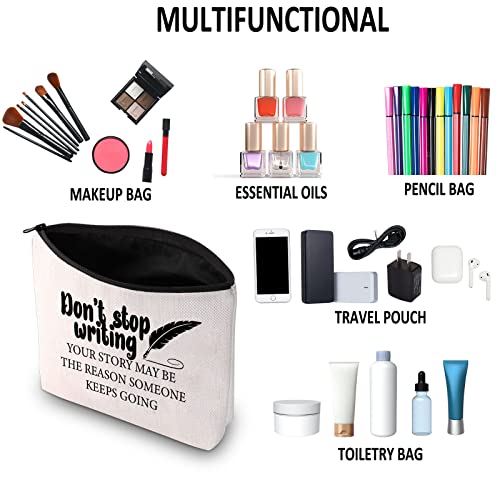 G2TUP Creative Writer Gift Don¡¯t Stop Writing Makeup Bag Future Author Cosmetic Bag Novelist Gift Writer Appreciation Gift Zipper Travel Bag