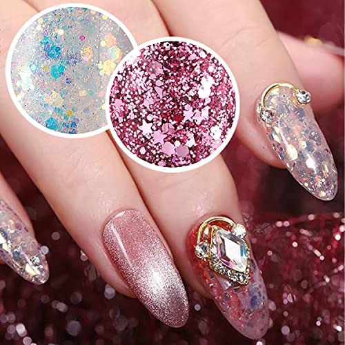 MAEPEOR Chunky Face Body Glitter Gel 19 Colors Mermaid Sequins Holographic Body Glitter Gel Long-Lasting Festival Makeup Glitter Paint for Face Body Hair Nails (30g, 08 Red)