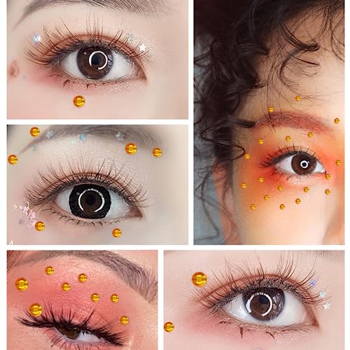 Rhinestone Gems Stickers - Self Adhesive Bling Rhinestones for Hair, Face, Body - Temporary Tattoo 3/4/5/6mm (Golden Yellow)